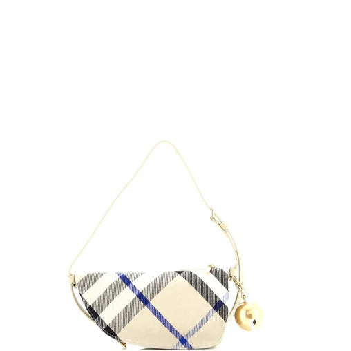 BurberryShield Sling Shoulder Bag Check Canvas and Leather Mini