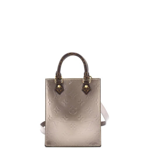Louis Vuitton Petit Sac Plat Bag Monogram Vernis with Monogram Canvas