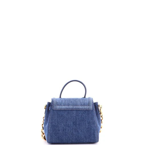 Versace La Medusa Top Handle Bag Denim Small