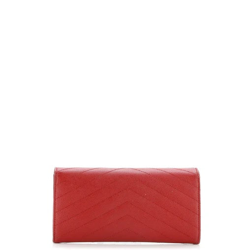 Saint Laurent Classic Monogram Flap Wallet Matelasse Chevron Leather Large