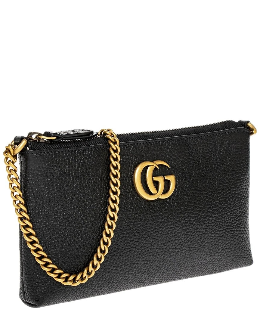 New Gucci Gg Marmont Leather Crossbody Women's Black