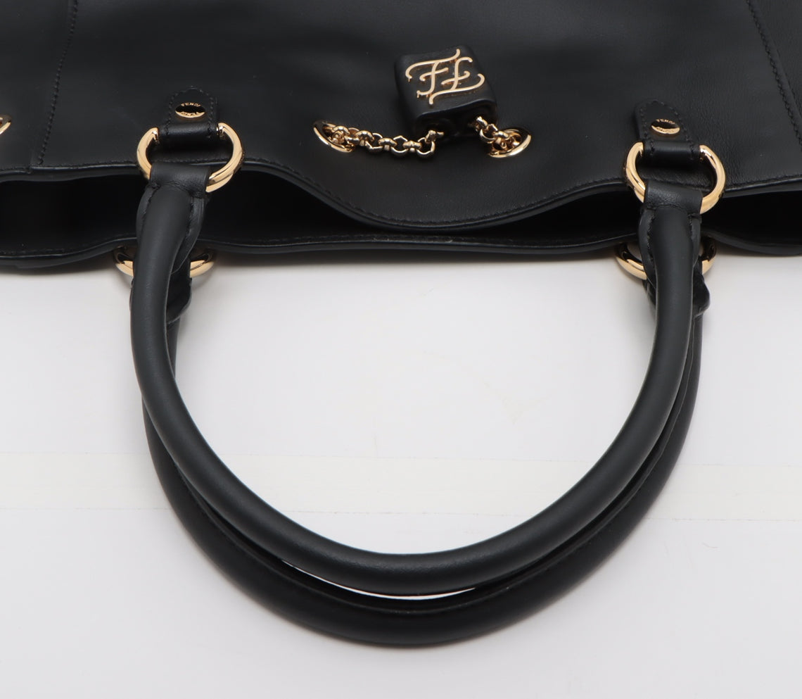 Fendi Leather 2 Way Handbag Black