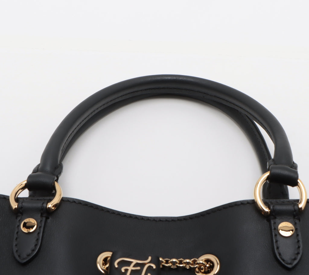 Fendi Leather 2 Way Handbag Black