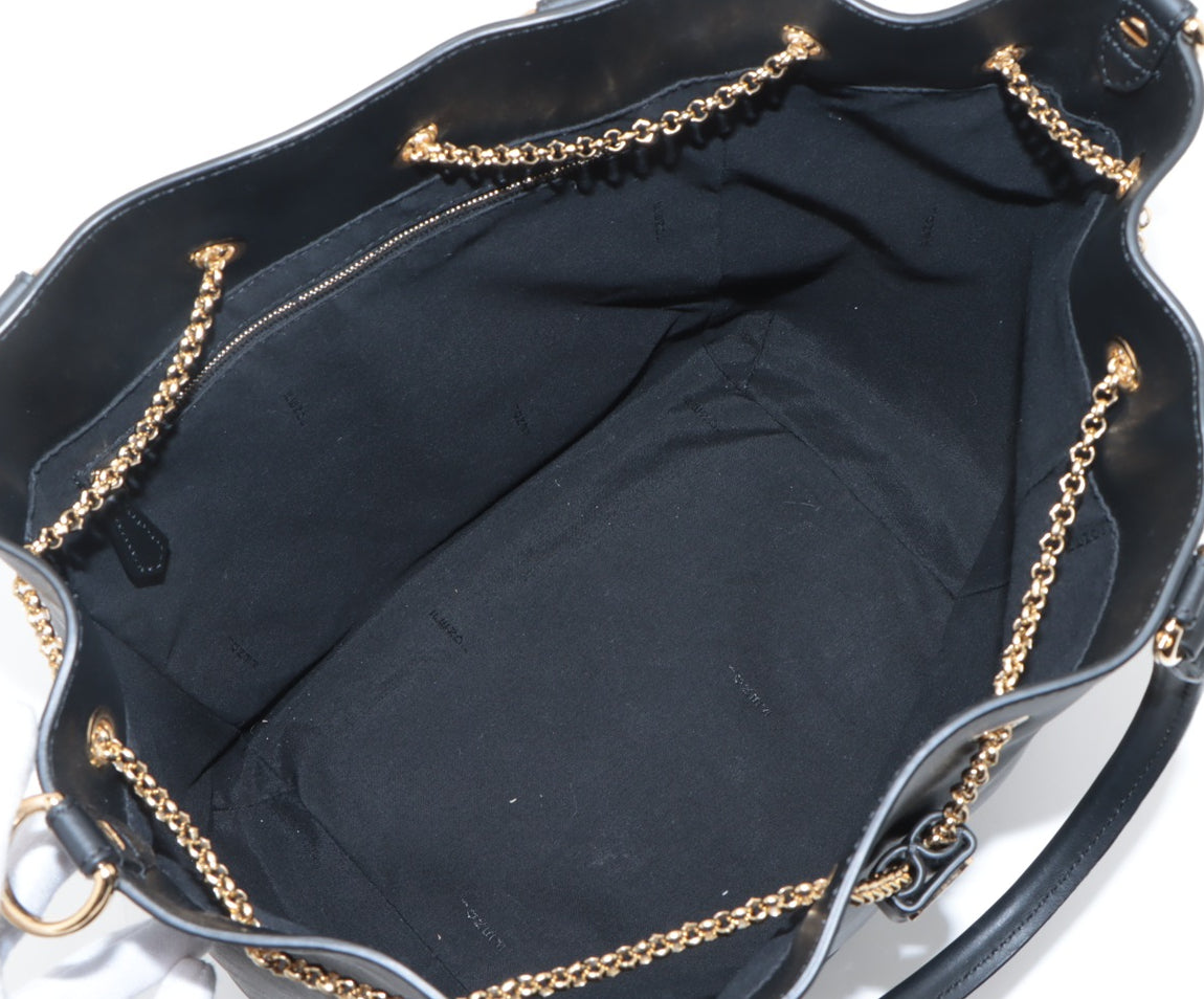 Fendi Leather 2 Way Handbag Black