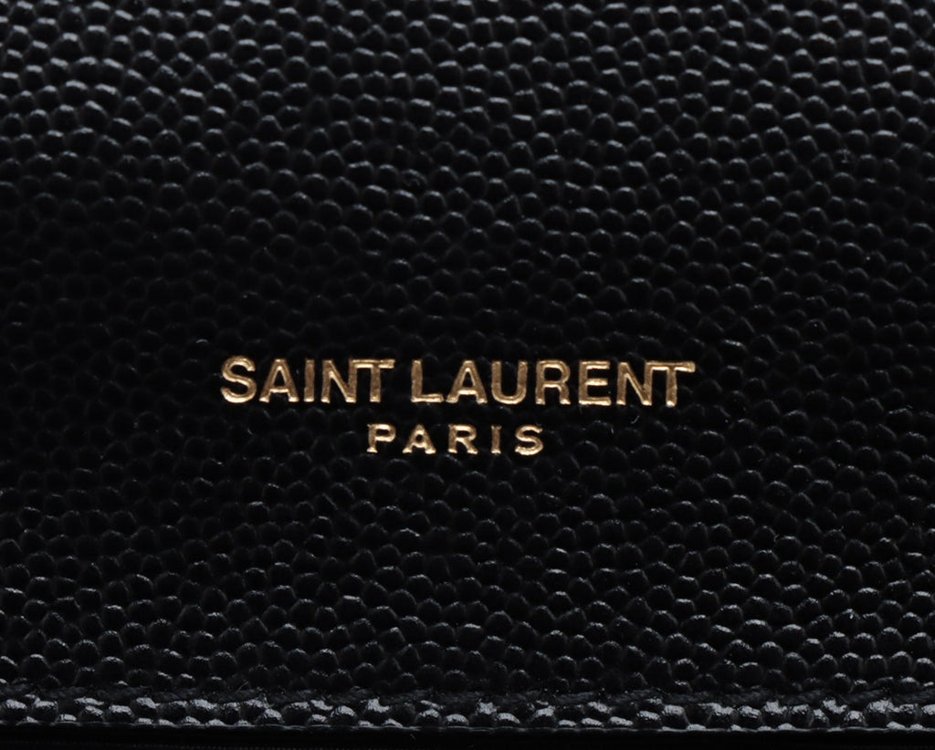 Saint Laurent Paris Envelope Leather Chain Shoulder Bag Black