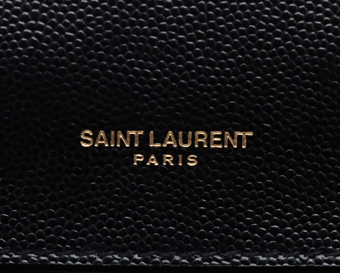 Saint Laurent Paris Envelope Leather Chain Shoulder Bag Black