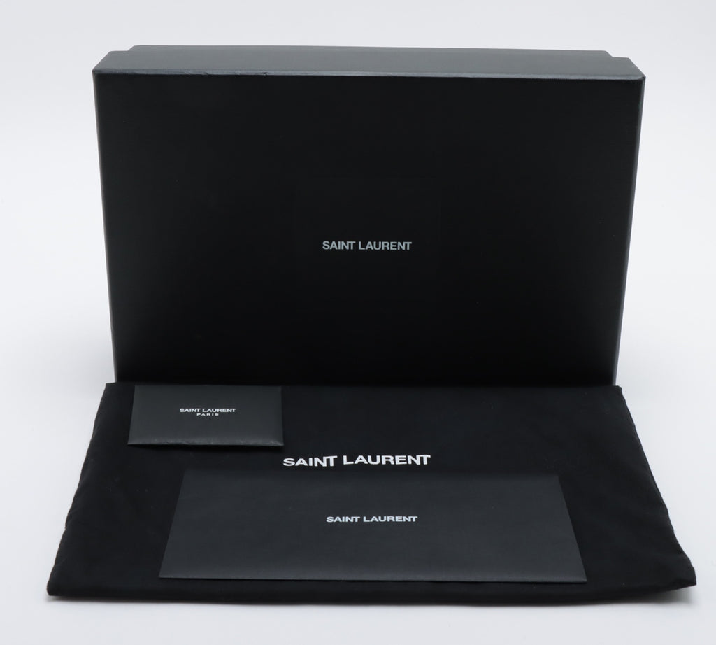 Saint Laurent Paris Envelope Leather Chain Shoulder Bag Black