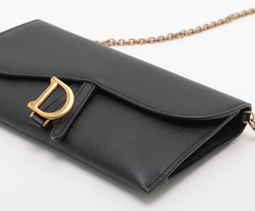 Christian Dior Saddle Leather Chain Wallet