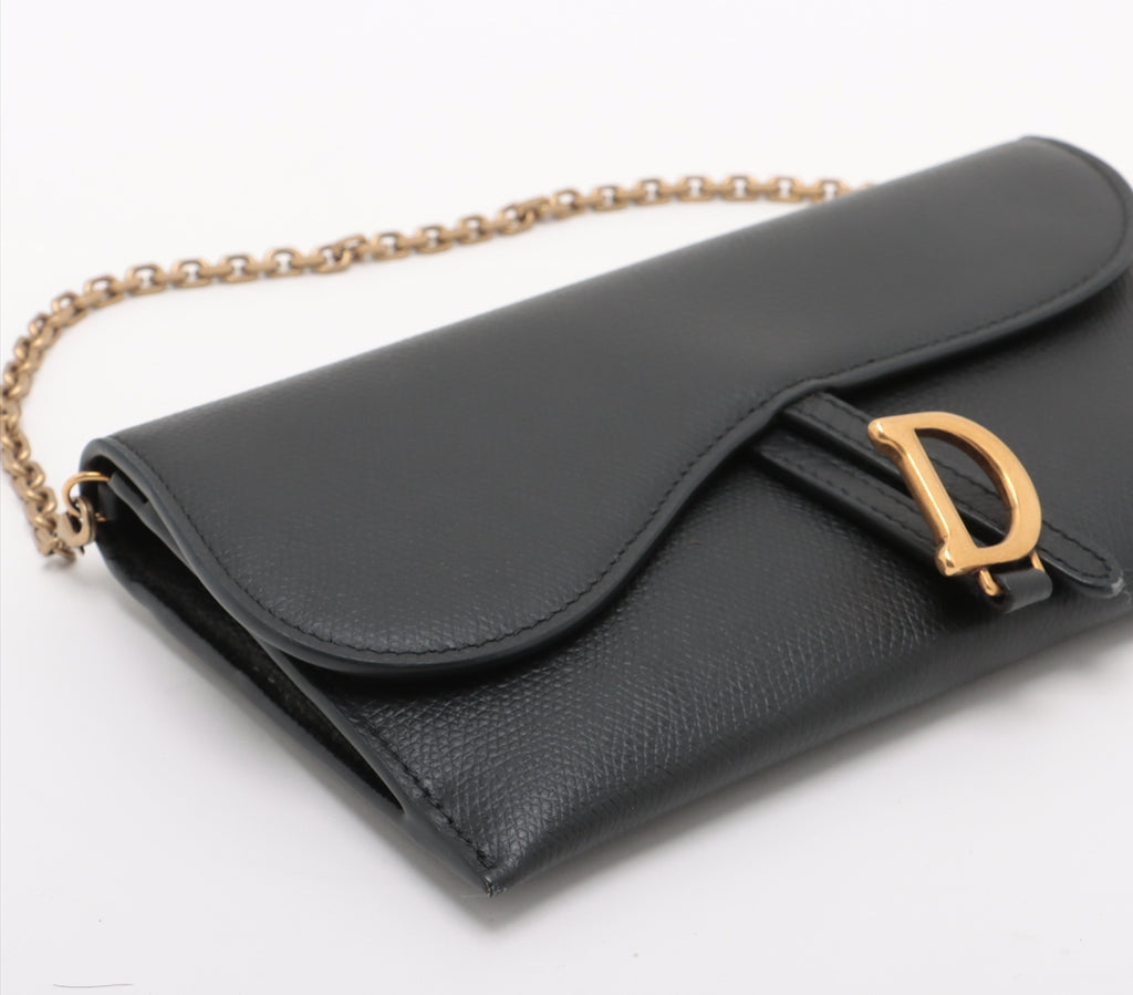 Christian Dior Saddle Leather Chain Wallet