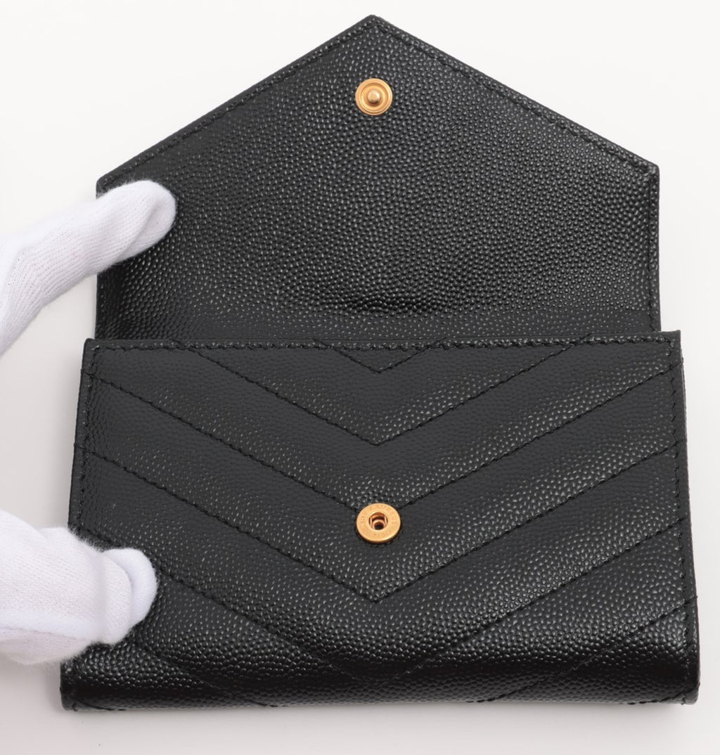 Saint Laurent Paris V Stitch Leather Coin purse