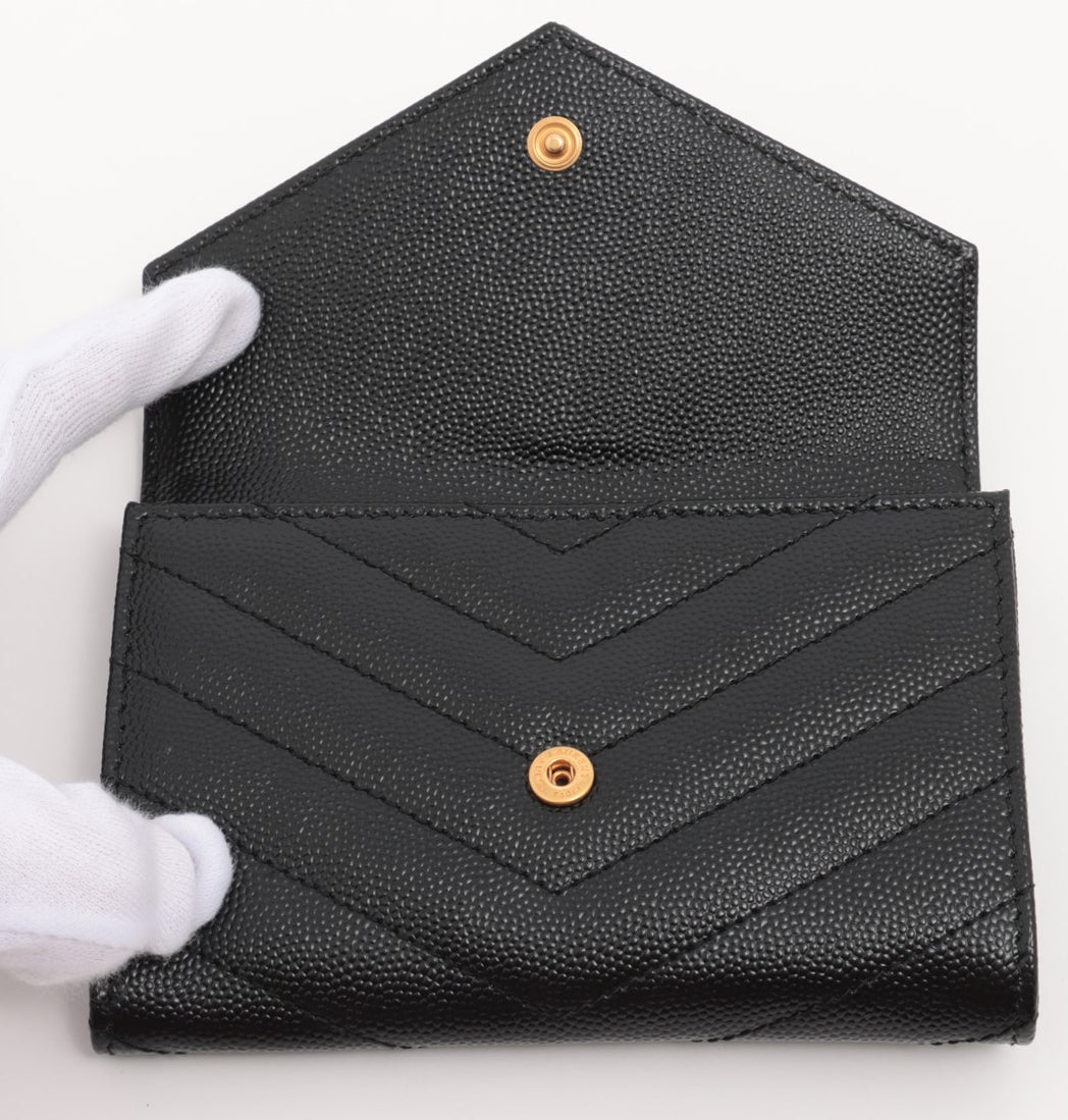 Saint Laurent Paris V Stitch Leather Coin purse