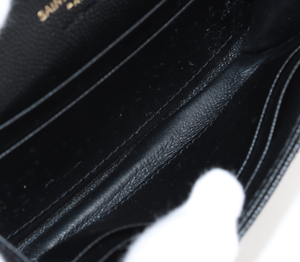 Saint Laurent Paris V Stitch Leather Coin purse