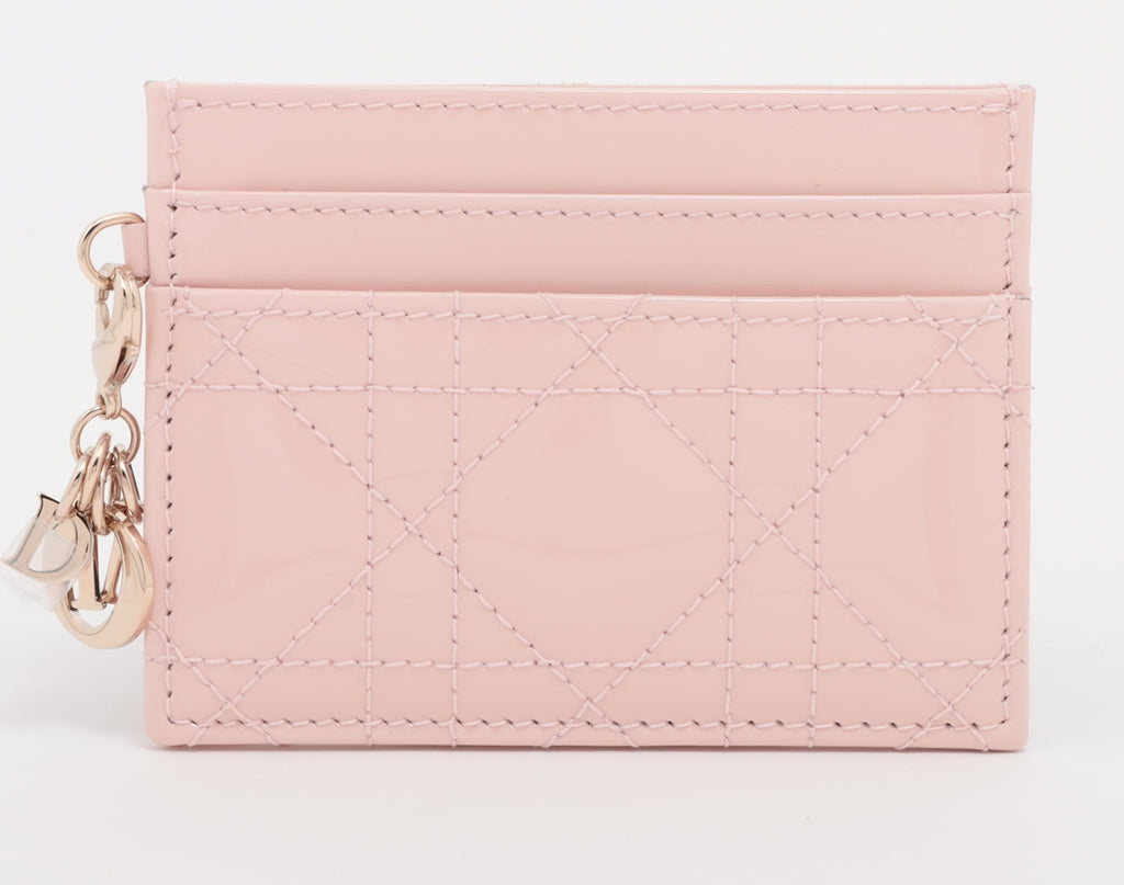 Dior Lady Dior Cannage Patent Leather Card Case