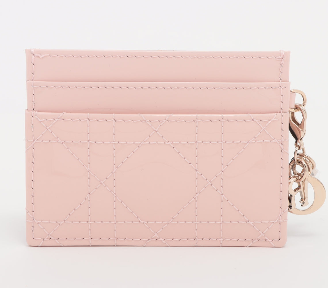 Dior Lady Dior Cannage Patent Leather Card Case
