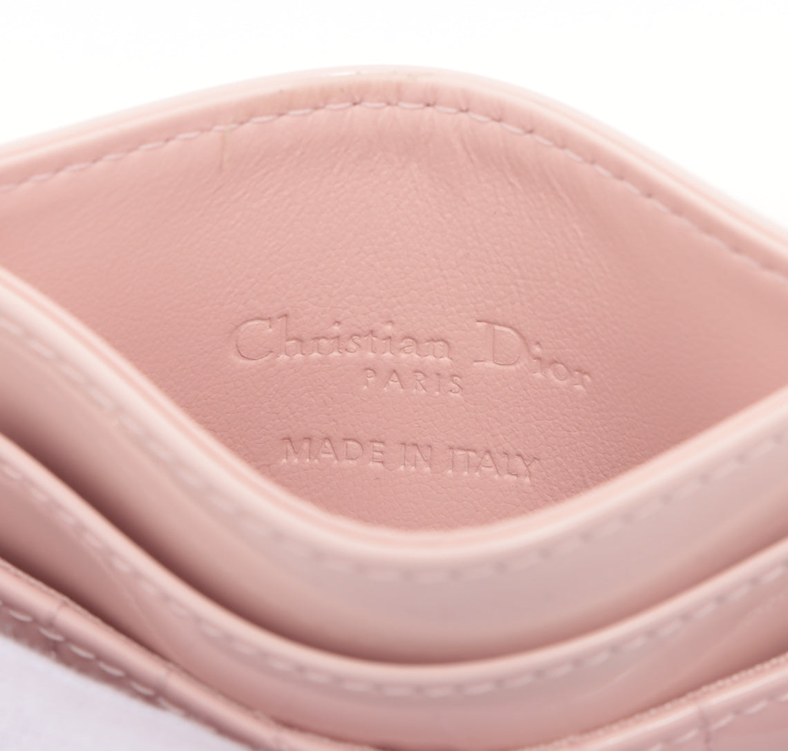 Dior Lady Dior Cannage Patent Leather Card Case