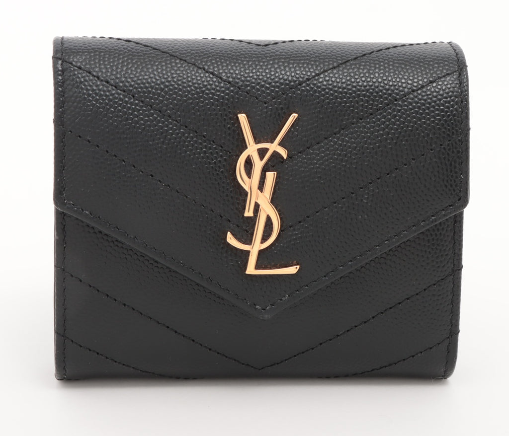 Saint Laurent Paris YSL logo Leather Compact Wallet