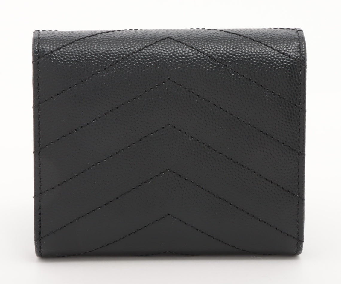 Saint Laurent Paris YSL logo Leather Compact Wallet