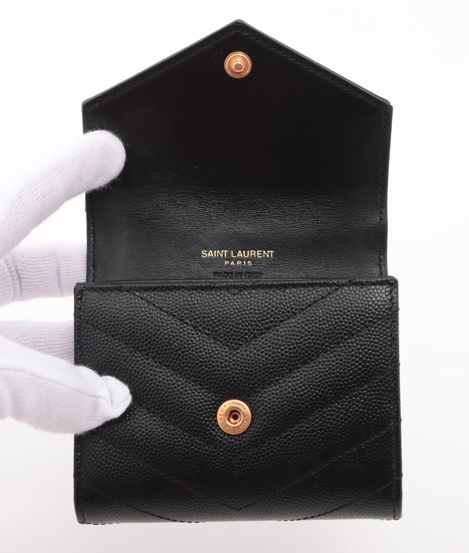 Saint Laurent Paris YSL logo Leather Compact Wallet