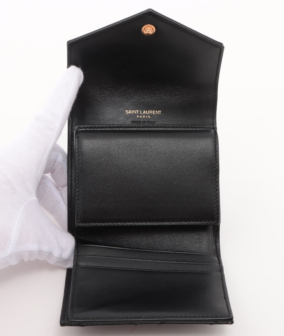 Saint Laurent Paris YSL logo Leather Compact Wallet