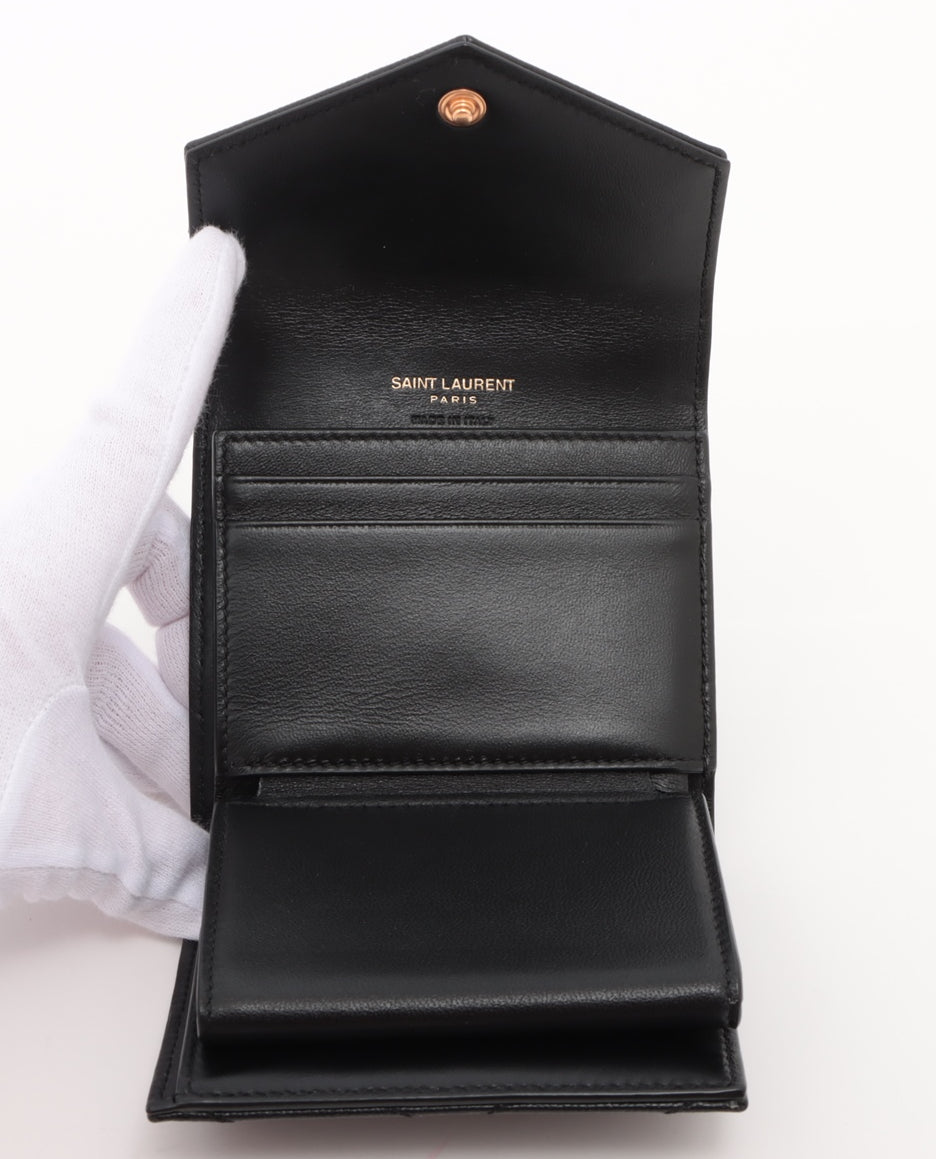 Saint Laurent Paris YSL logo Leather Compact Wallet