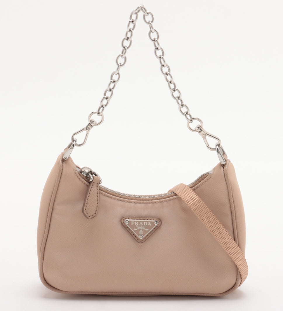 Prada Tessuto Nylon & Leather 2 Way Shoulder Bag Mini