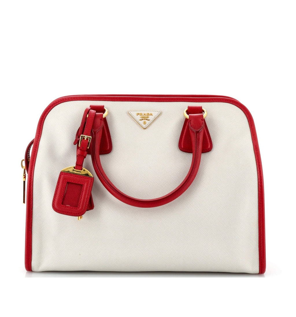 Prada Soft Triple Zip Satchel Saffiano Leather