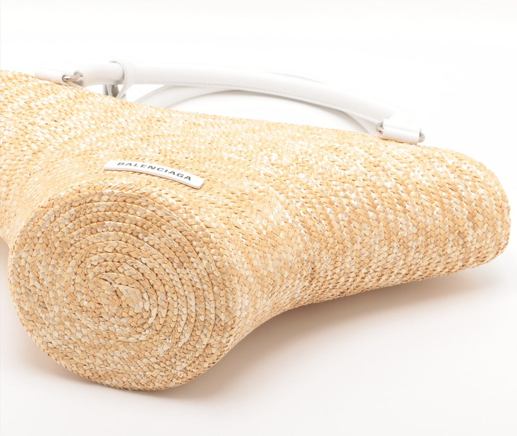 Balenciaga Straw & leather Straw bag White
