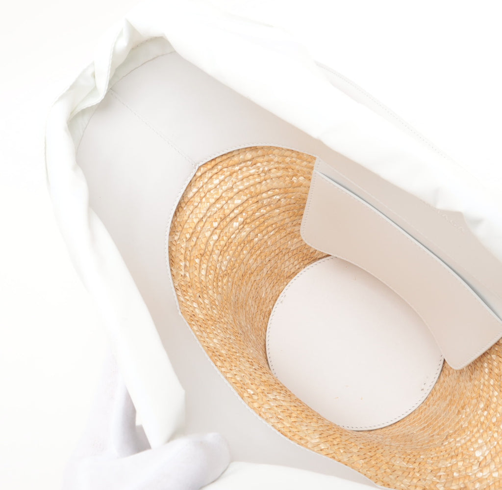 Balenciaga Straw & leather Straw bag White