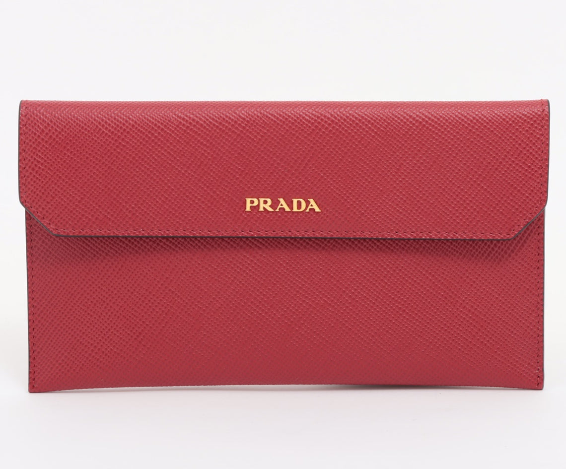 Prada Saffiano Cuir Logo Leather Wallet