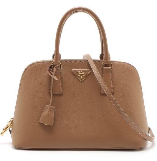 Prada Saffiano Lux 2 Way Handbag Brown