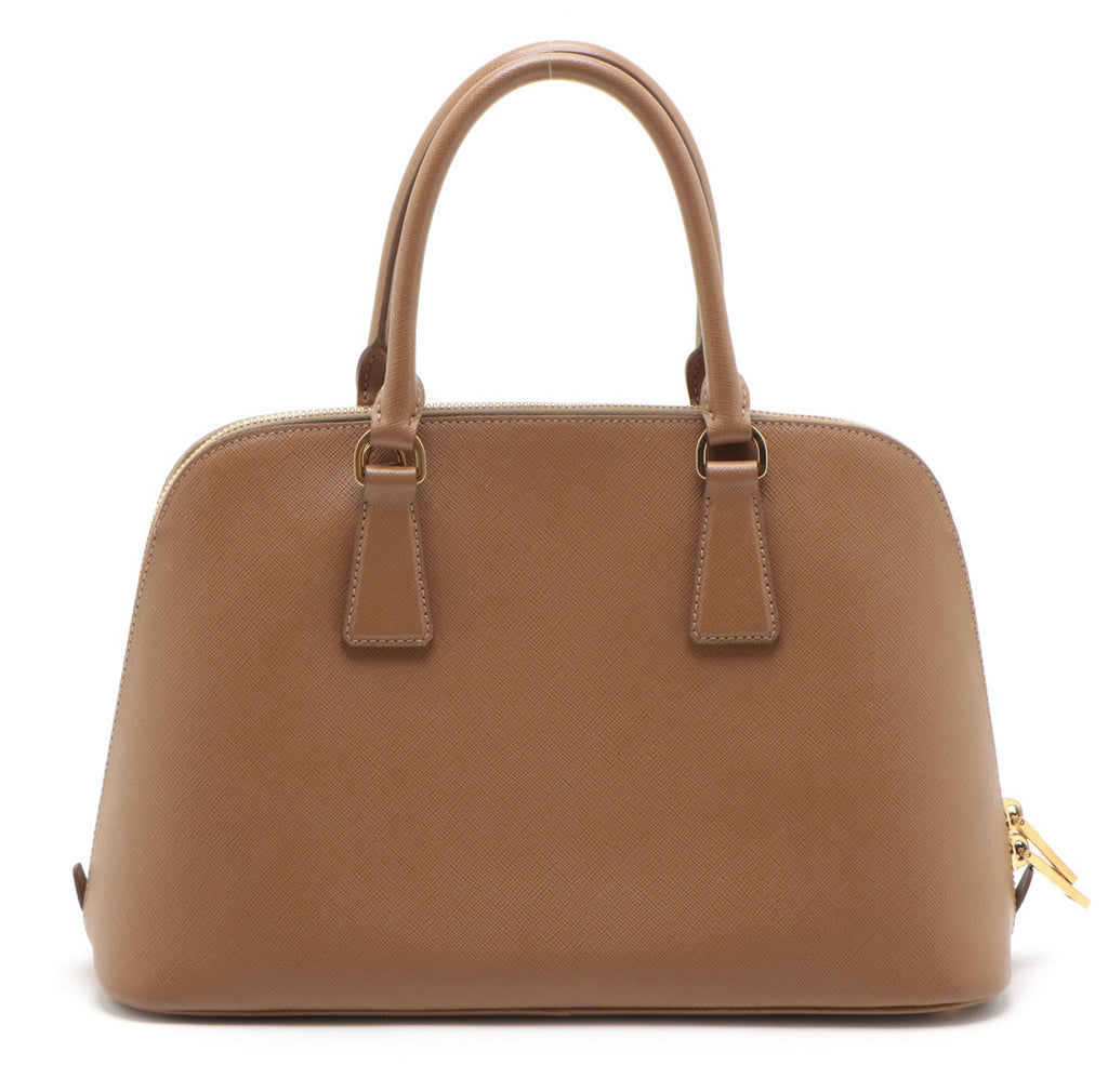 Prada Saffiano Lux 2 Way Handbag Brown