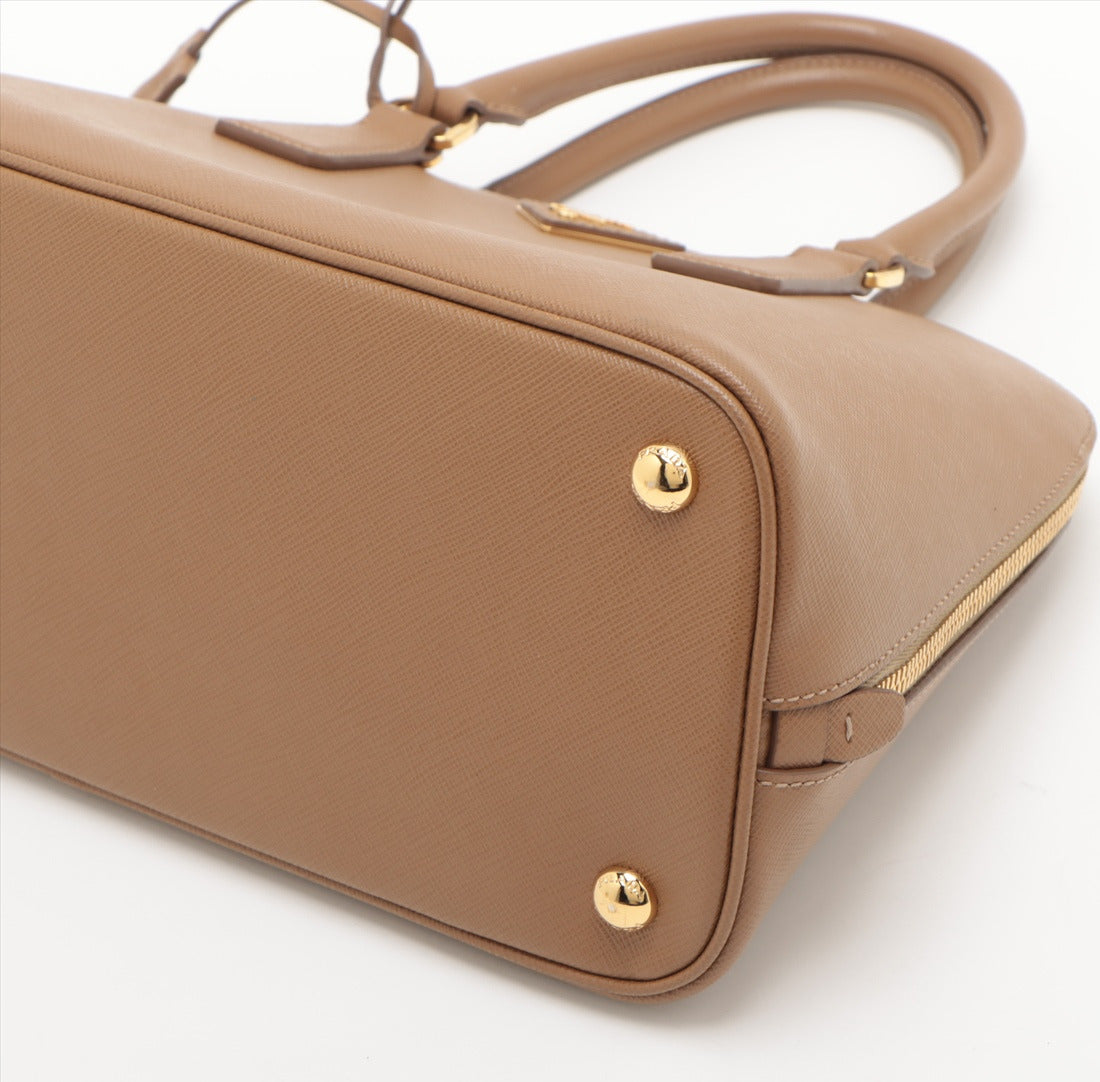 Prada Saffiano Lux 2 Way Handbag Brown