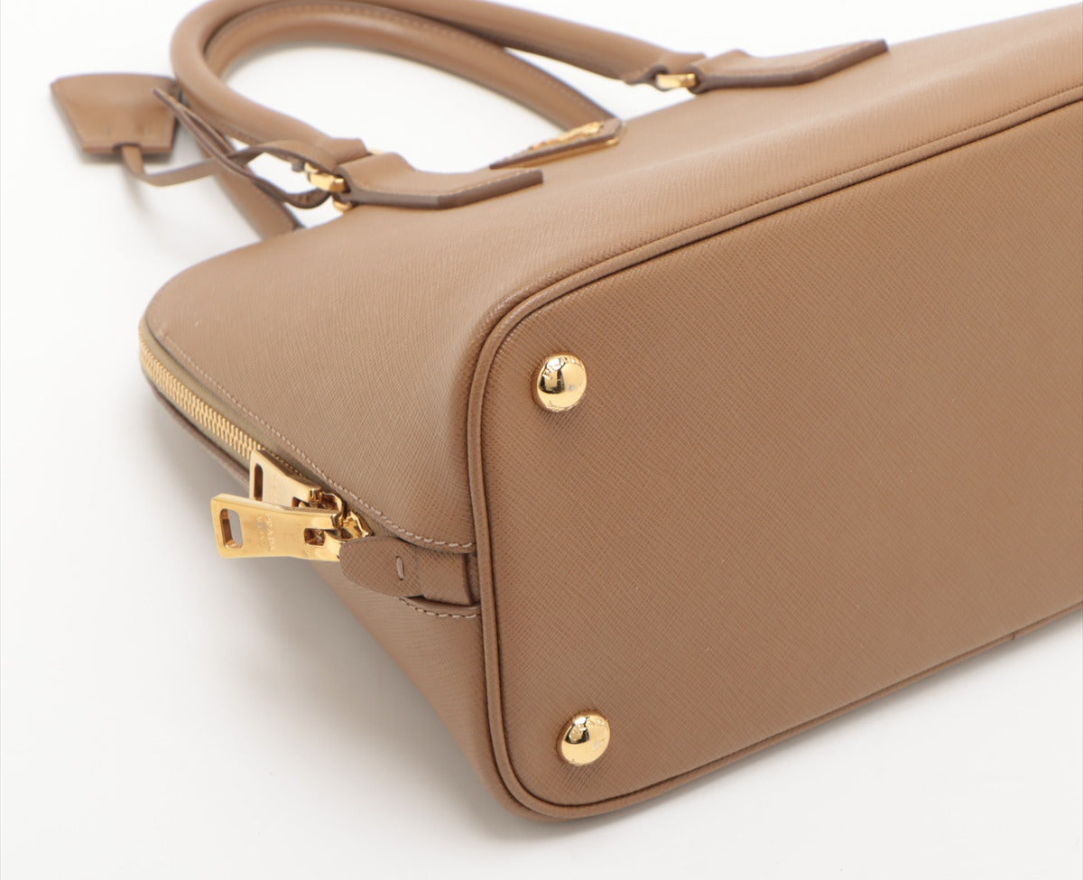 Prada Saffiano Lux 2 Way Handbag Brown