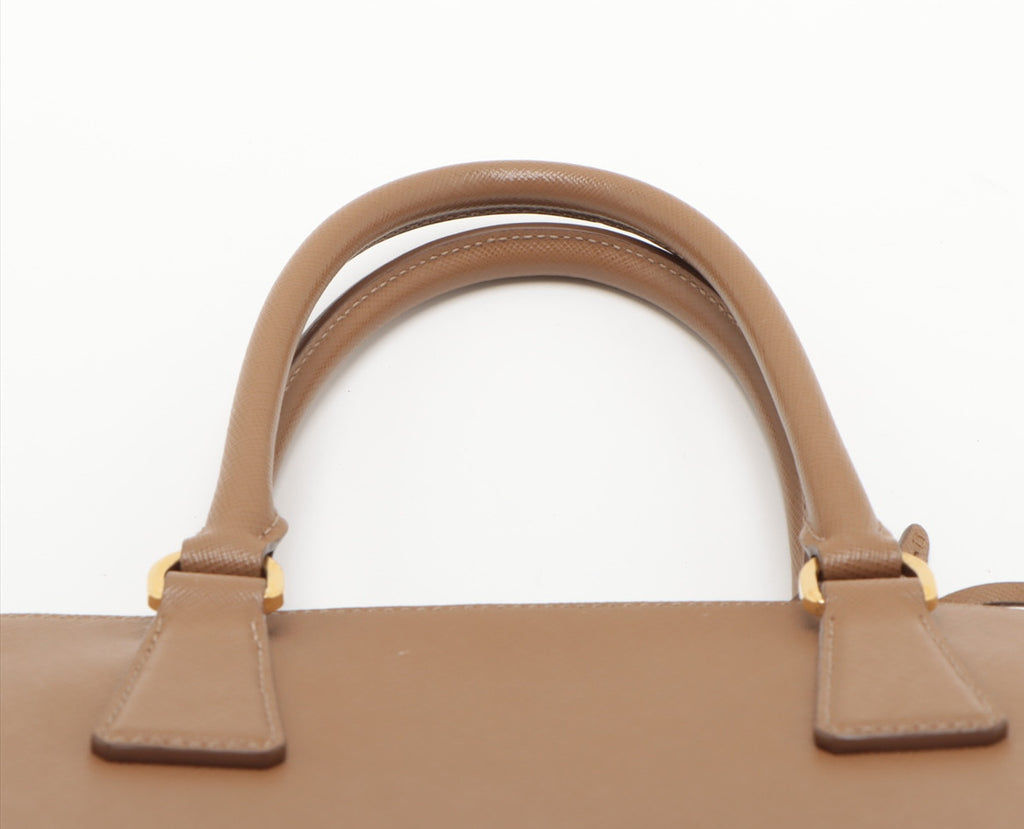 Prada Saffiano Lux 2 Way Handbag Brown