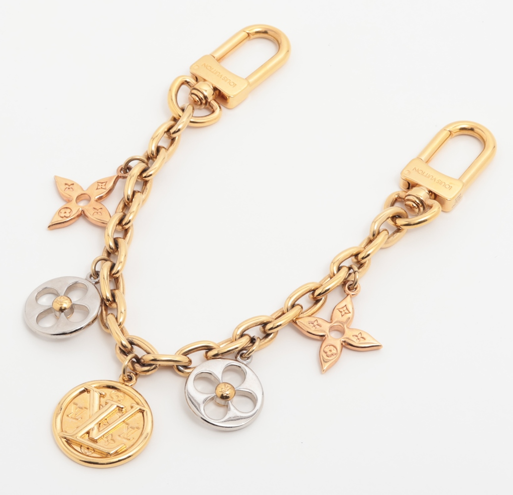 Louis Vuitton Bijou sacks Chain Nano Glam Charm GP Silver x gold