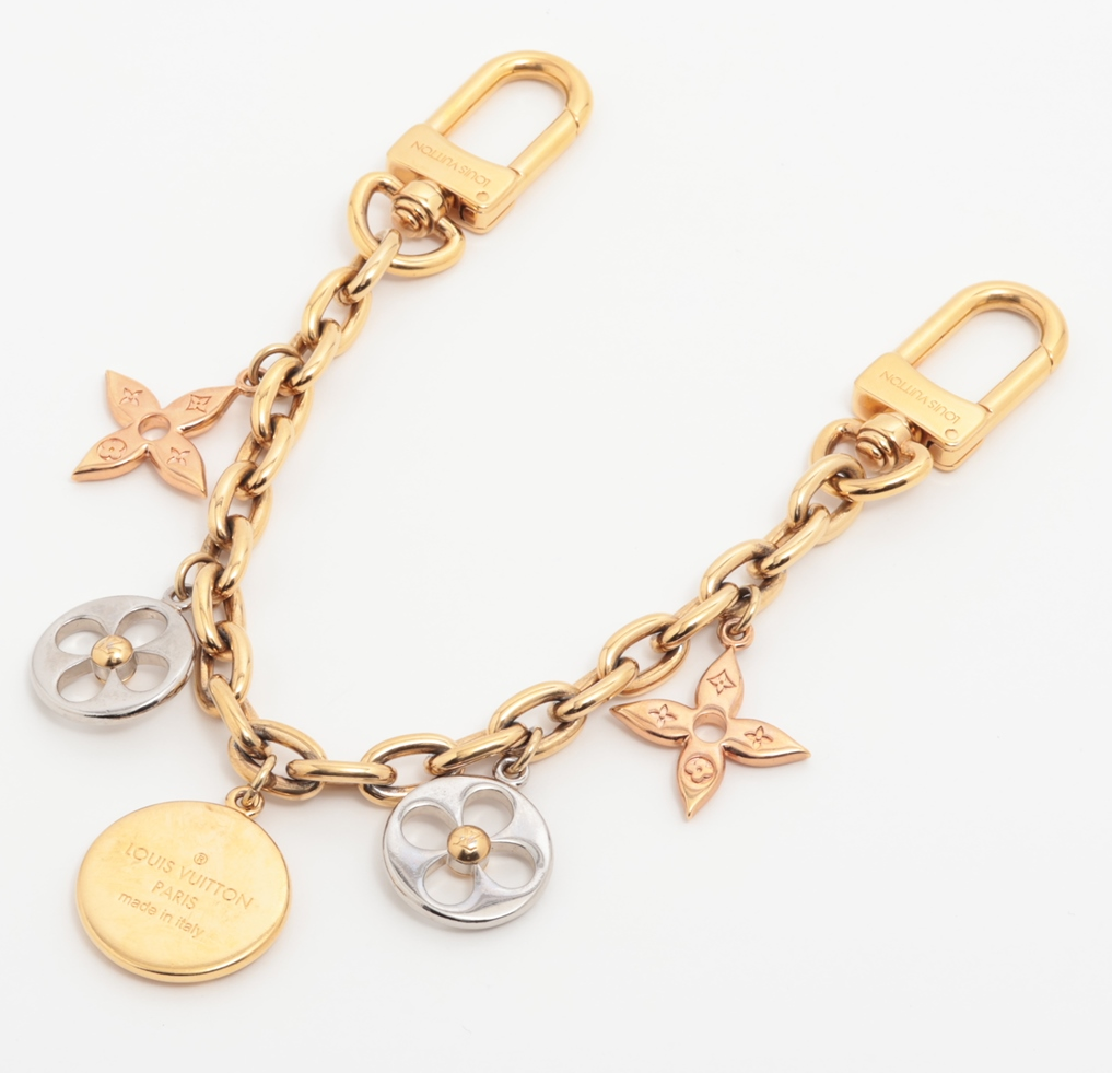 Louis Vuitton Bijou sacks Chain Nano Glam Charm GP Silver x gold