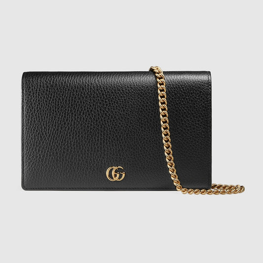 Gucci GG Marmont Leather Chain Wallet Black