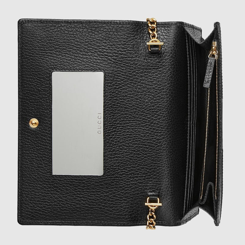 Gucci GG Marmont Leather Chain Wallet Black