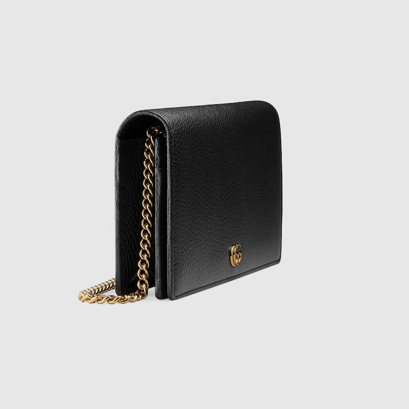 Gucci GG Marmont Leather Chain Wallet Black