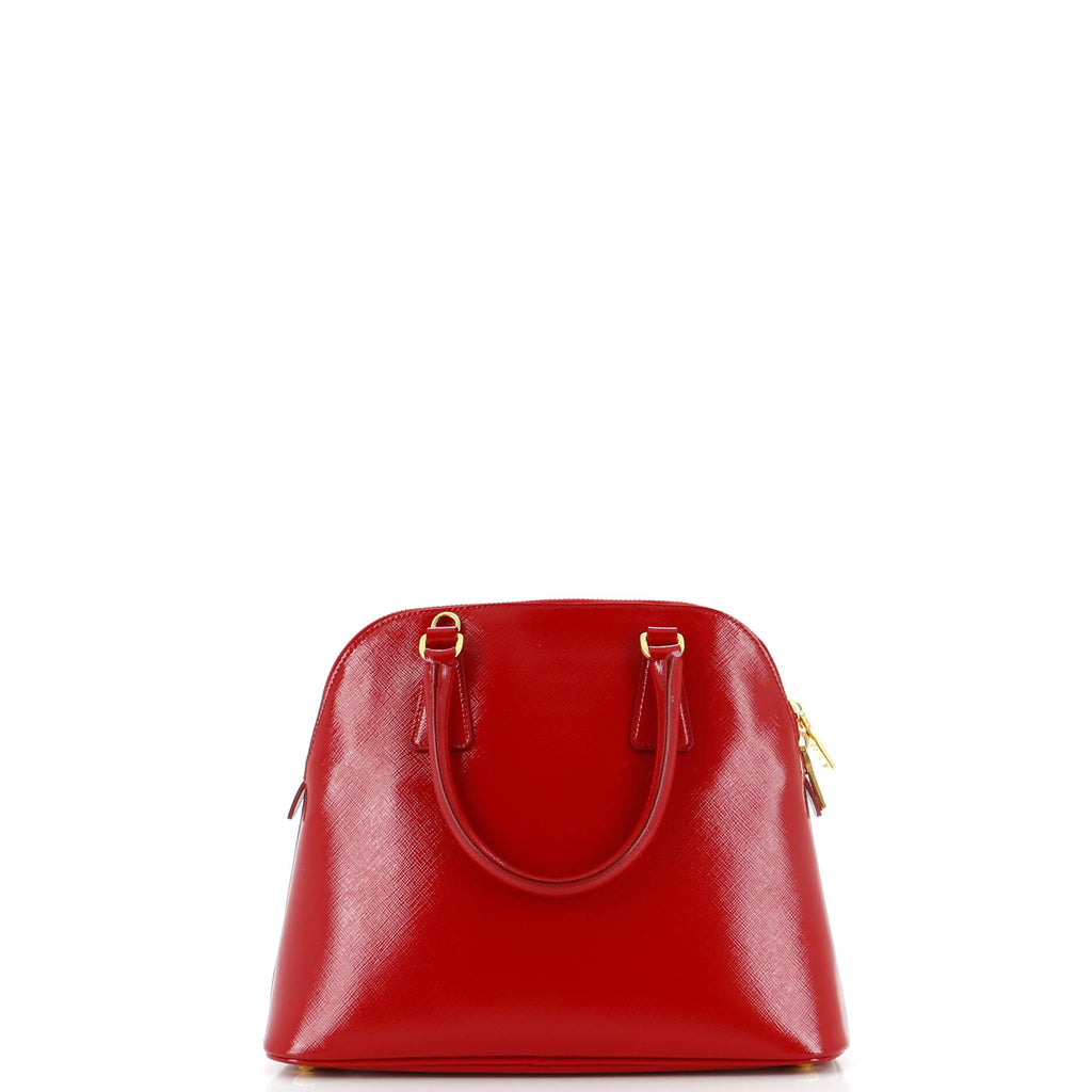 Prada Zip Around Convertible Dome Satchel Vernice Saffiano Leather