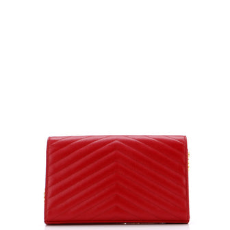 Saint Laurent Classic Monogram Wallet on Chain Matelasse Chevron Leather Medium
