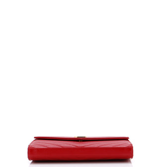 Saint Laurent Classic Monogram Wallet on Chain Matelasse Chevron Leather Medium