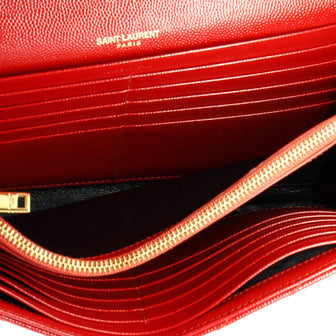 Saint Laurent Classic Monogram Wallet on Chain Matelasse Chevron Leather Medium