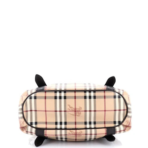 Burberry Northfield Convertible Tote Haymarket Coated Canvas Small