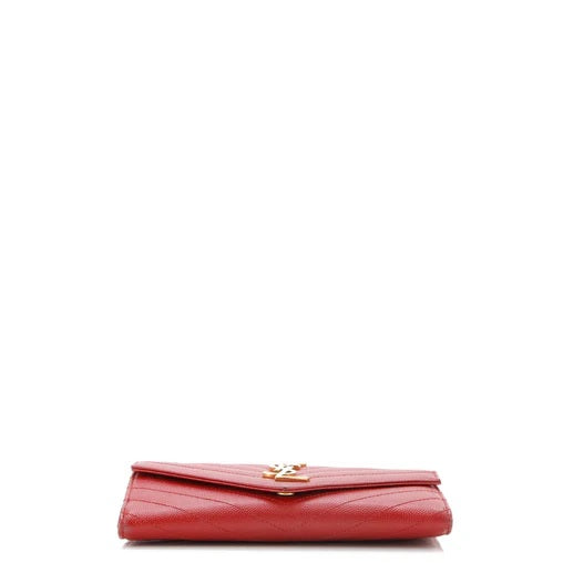Saint Laurent Classic Monogram Flap Wallet Matelasse Chevron Leather Large