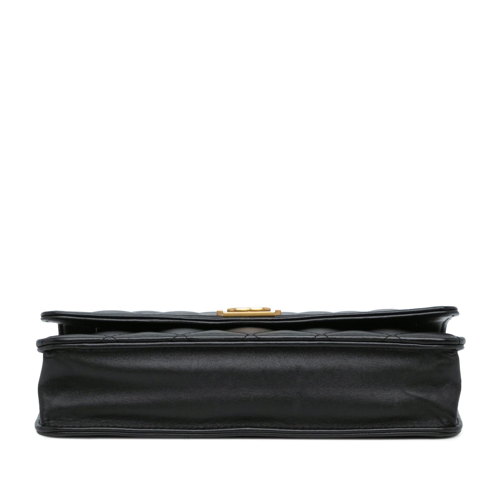 Chanel  Lambskin Quilted Boy Wallet On Chain WOC Black