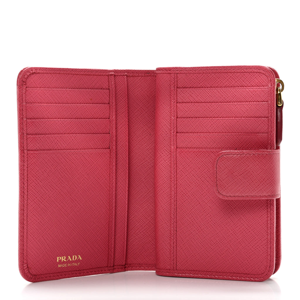 Prada Saffiano Metal Leather Compact Wallet