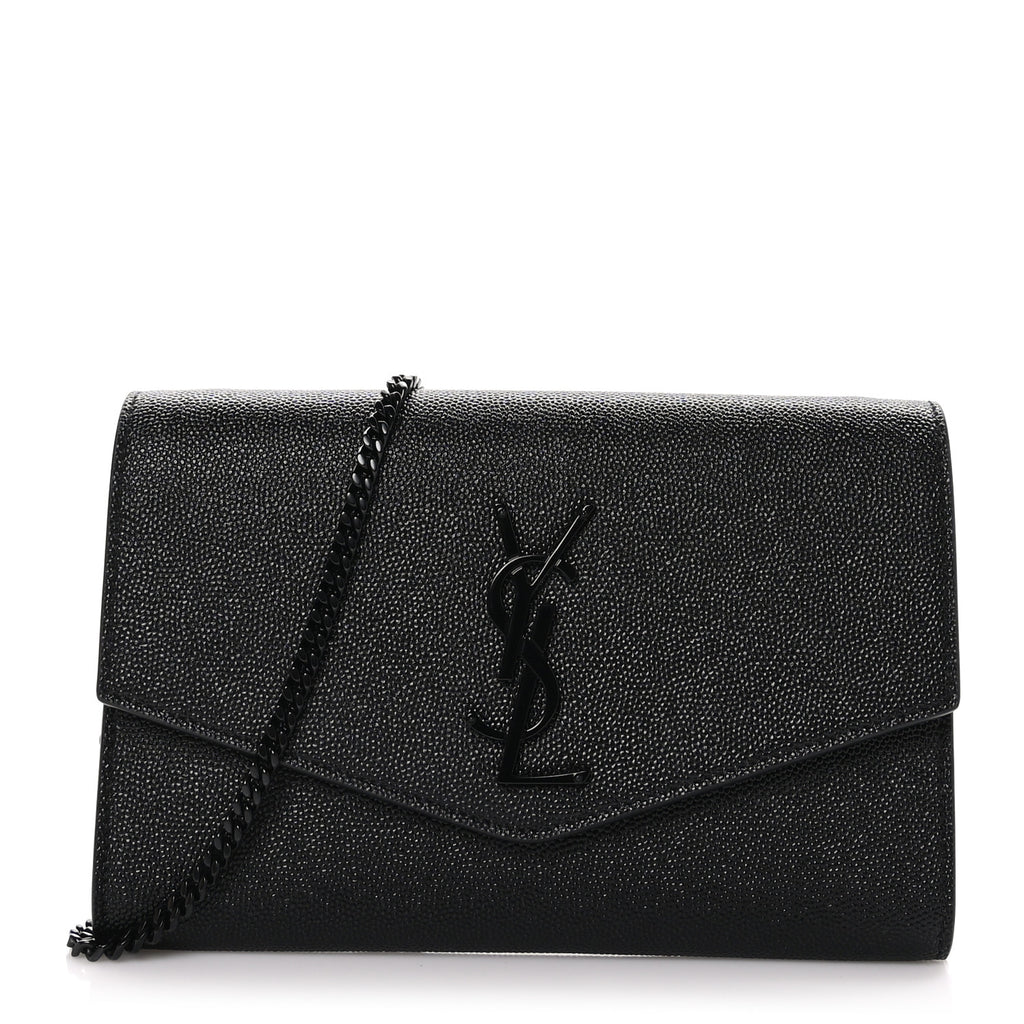 Saint Laurent  Grain de Poudre Uptown Chain Wallet Black