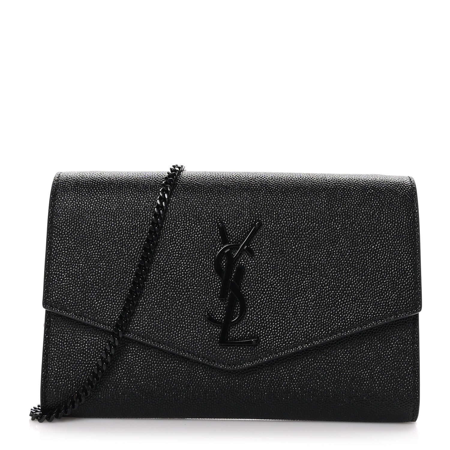 Saint Laurent  Grain de Poudre Uptown Chain Wallet Black