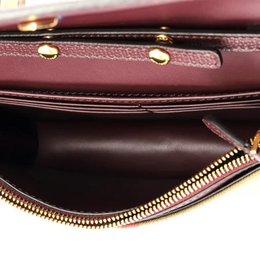 Burberry Hampshire Wallet on Strap Leather and House Check Canvas